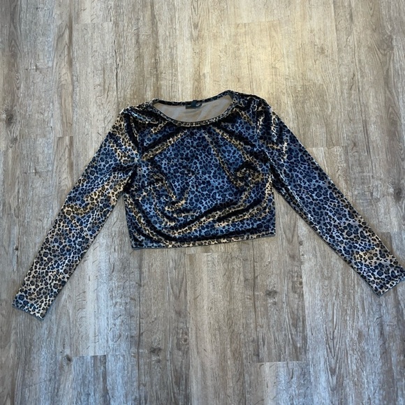 TOPSHOP SOFT CHEETAH LONG SLEEVE CROP TOP (US 10) - Picture 1 of 4